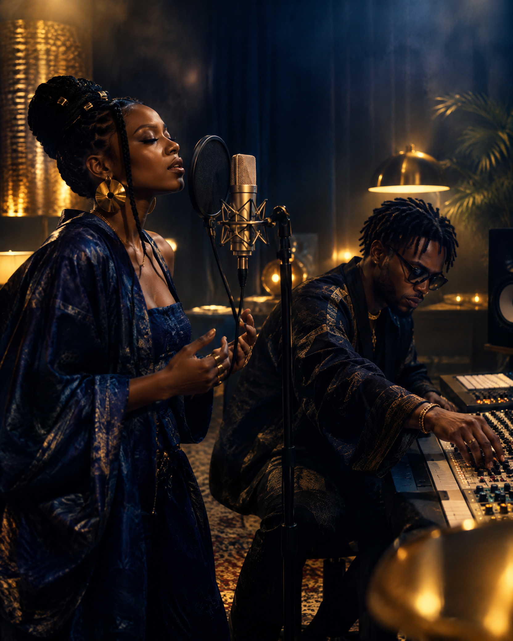 Artists collaborating in a CongoDance studio session